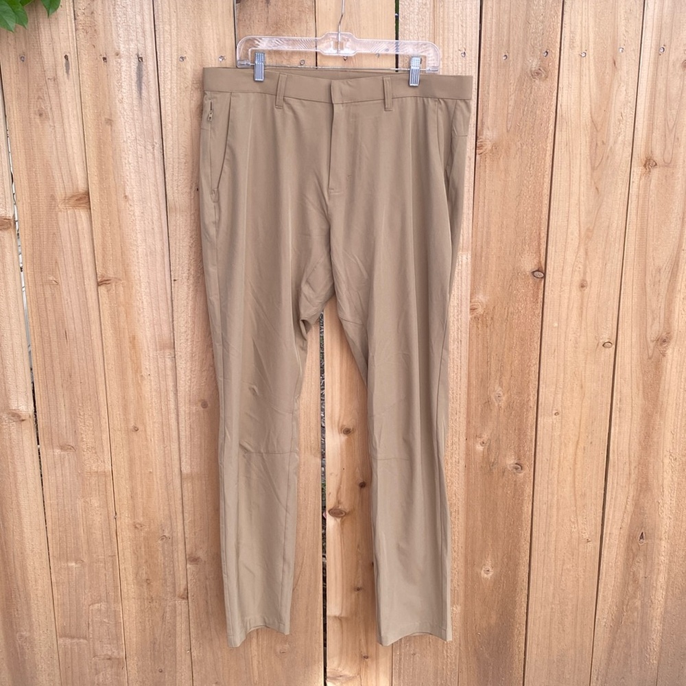 Fabletics Men's The Only Pant Slim Fit 36W 34L Tall Khaki Utility Travel Office